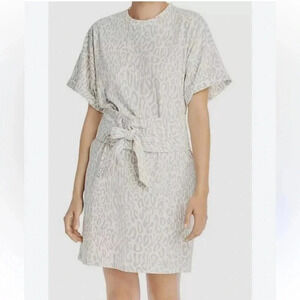 Rebekah Minkoff - ‘Marta’ Leopard Print white dress with waist tie - XSmall